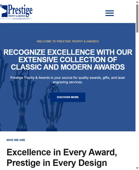 Prestige Trophy & Awards on a phone