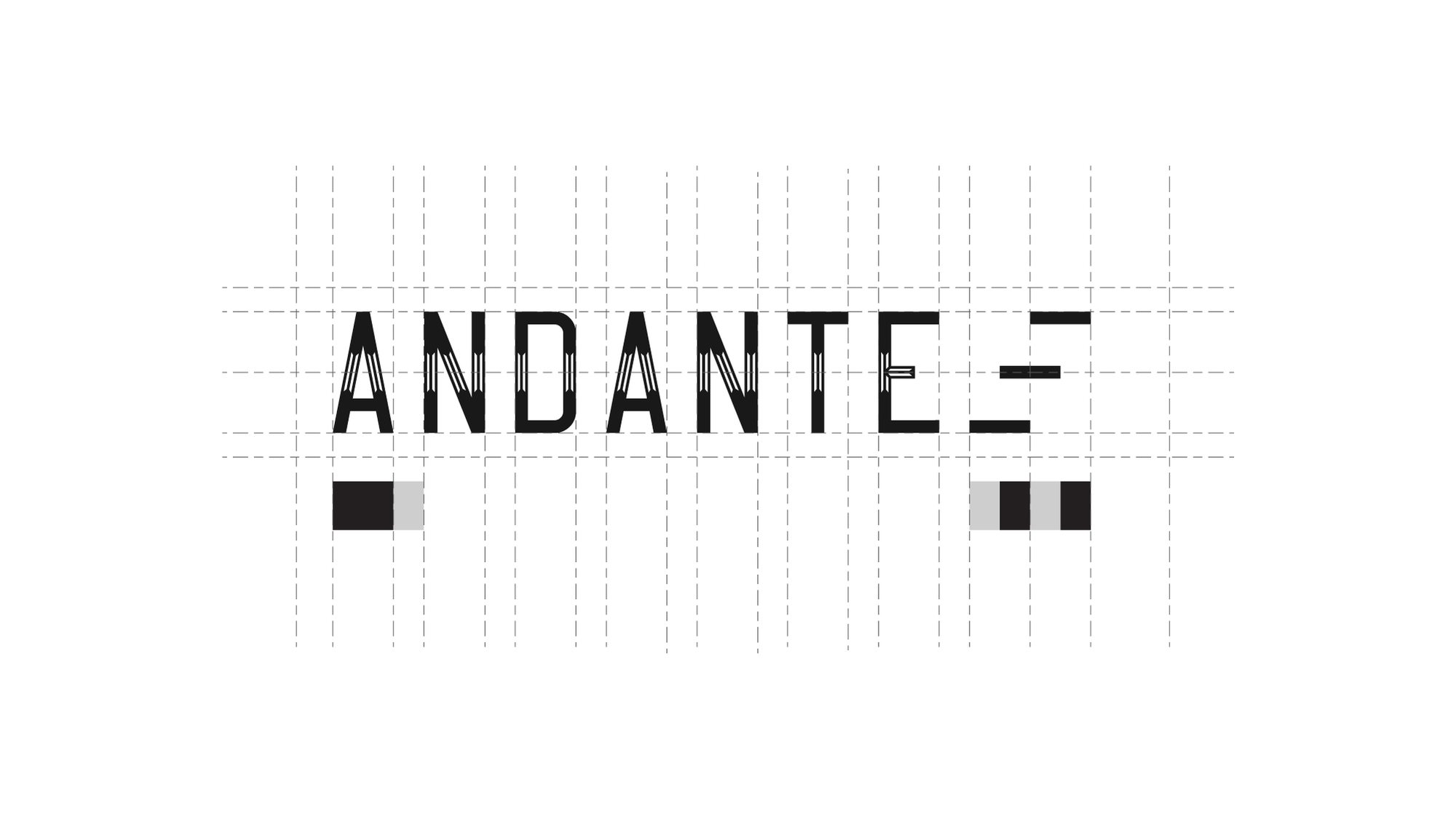 A wordmark drawn on its construction grid