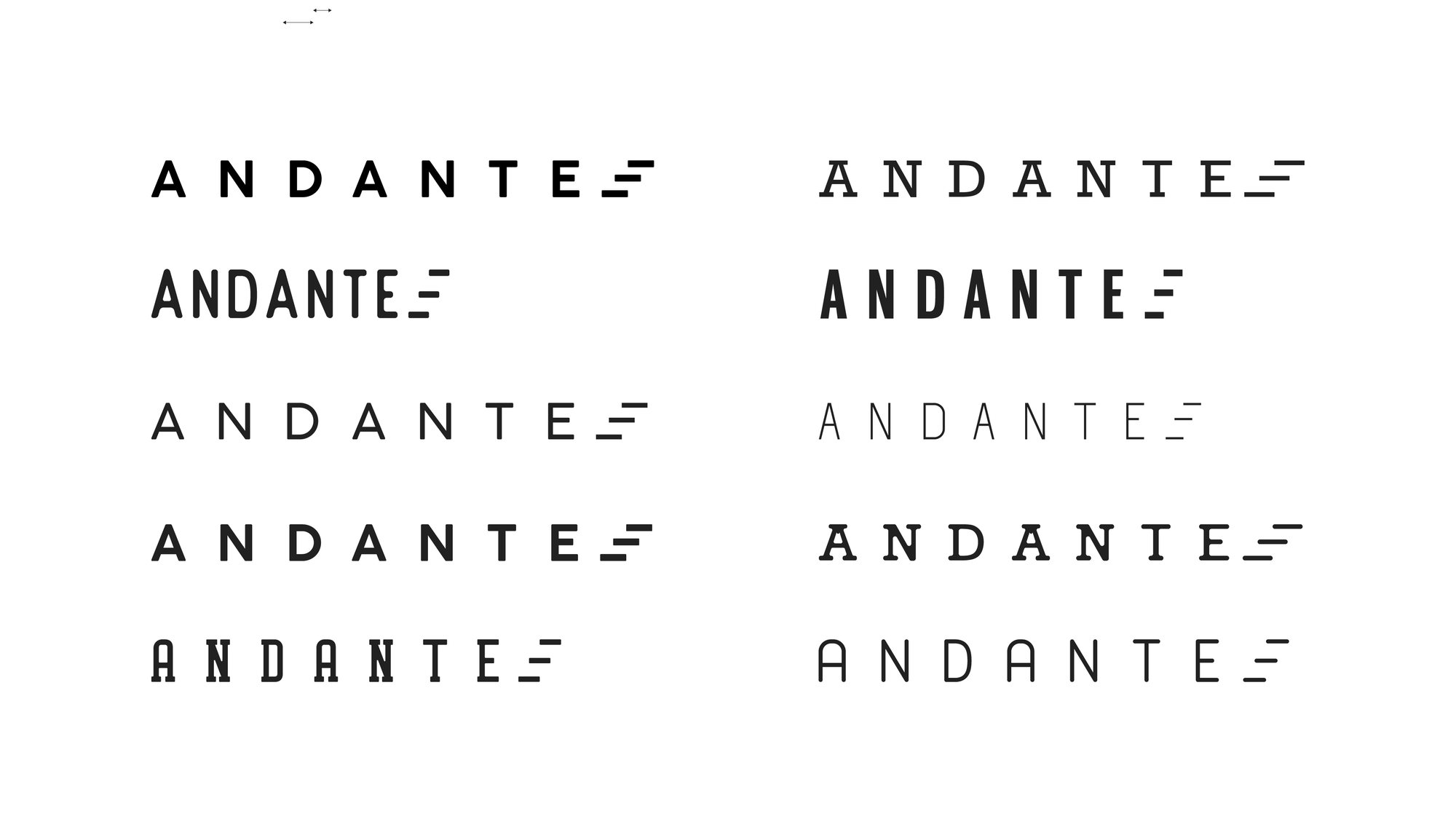 Ten weights and treatments of the same mark