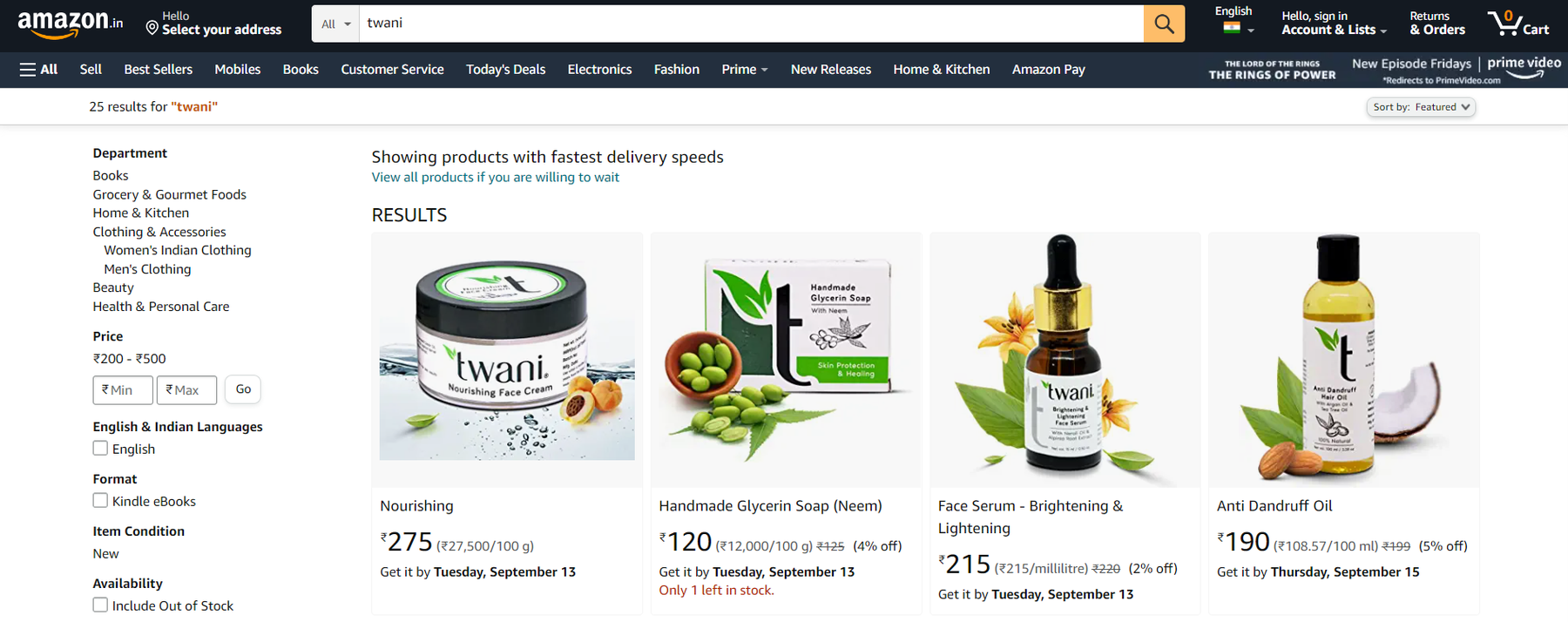 Amazon listing